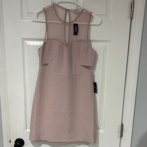 Express Blush Mini Dress with Sheer Panels